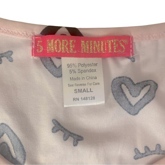 Cute Pink Black Heart Lace Shorts and Sleeveless Top Pajamas Set Pjs Size Small - Picture 5 of 11